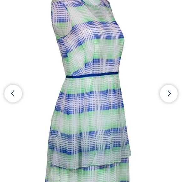 Shoshanna Dresses & Skirts - Shoshanna Jessica Silk NWT Optical Plaid blue green cream size 10